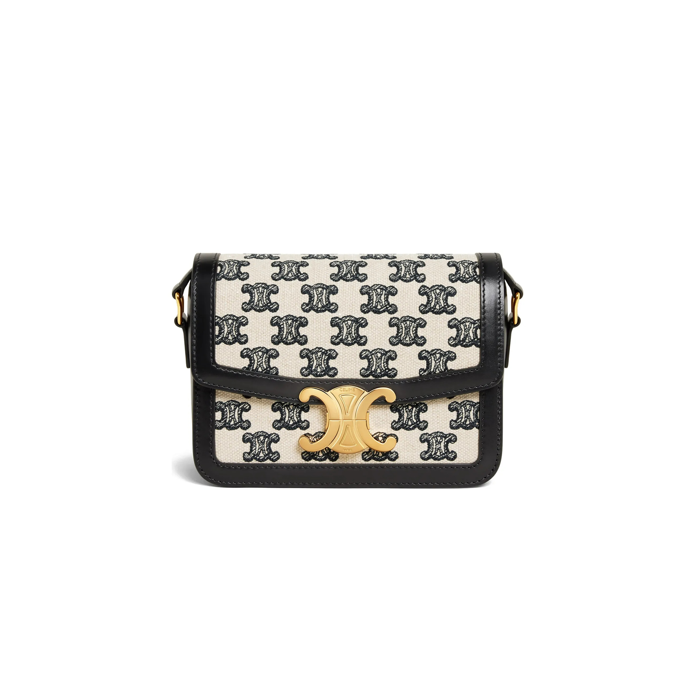 Ce**e small classique triomphe bag in fabric and calfskin 188882dba.38no (18.5*14*6cm)